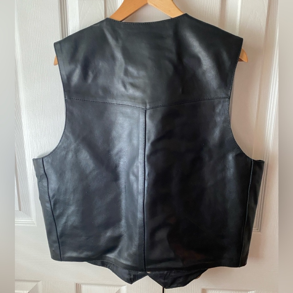 VINTAGE GUIDE GEAR Black Leather Tactical Concealed Carry Western Vest SZ L - Picture 2 of 11